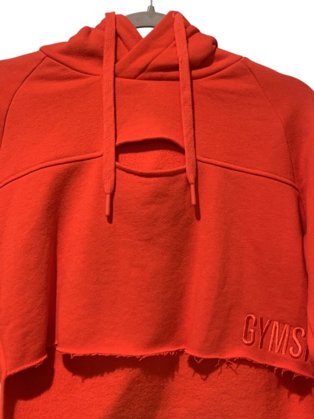 Gymshark Primary Cropped Hoodie Cut-Out Pullover Sweatshirt Top Pop Red Small S - Picture 6 of 10